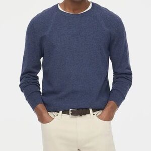 J Crew Navy Blue Cotton Seed Stitch Crewneck Sweater
